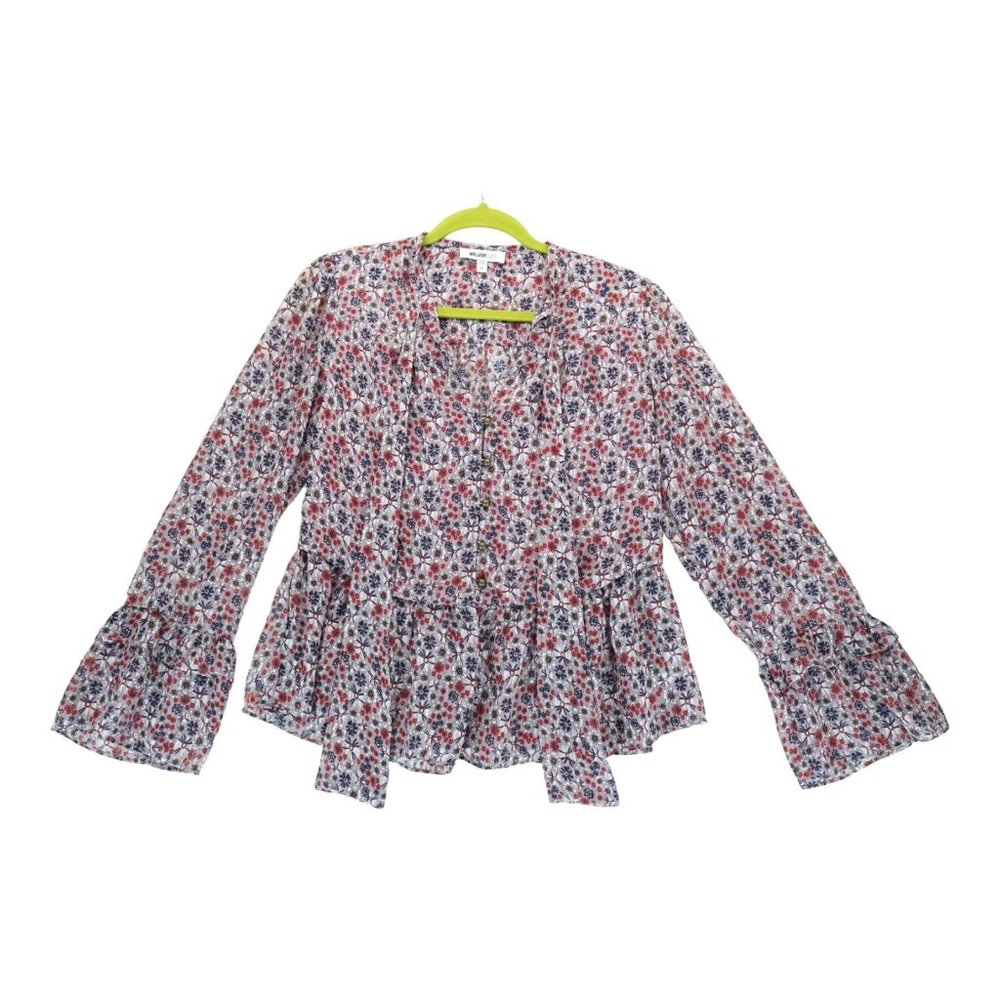 WILLIAM RAST Floral-Print Bell-Sleeve Top Shirt Blouse Medium M MSPR $79